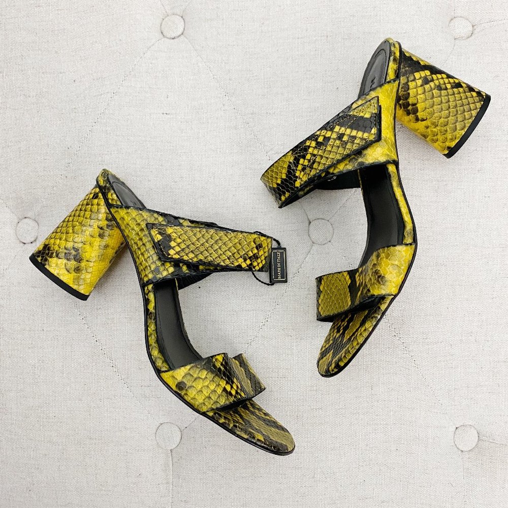 NAPOLEONI Leather Snakeskin Mule Sandal Heels NWT size 38